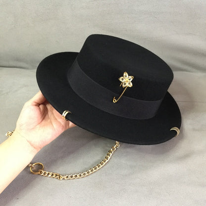 Sombrero de copa retro negro para mujer