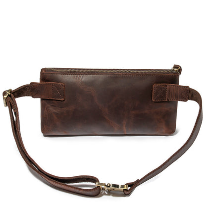 Bolso de pecho retro de cuero Crazy Horse para hombre