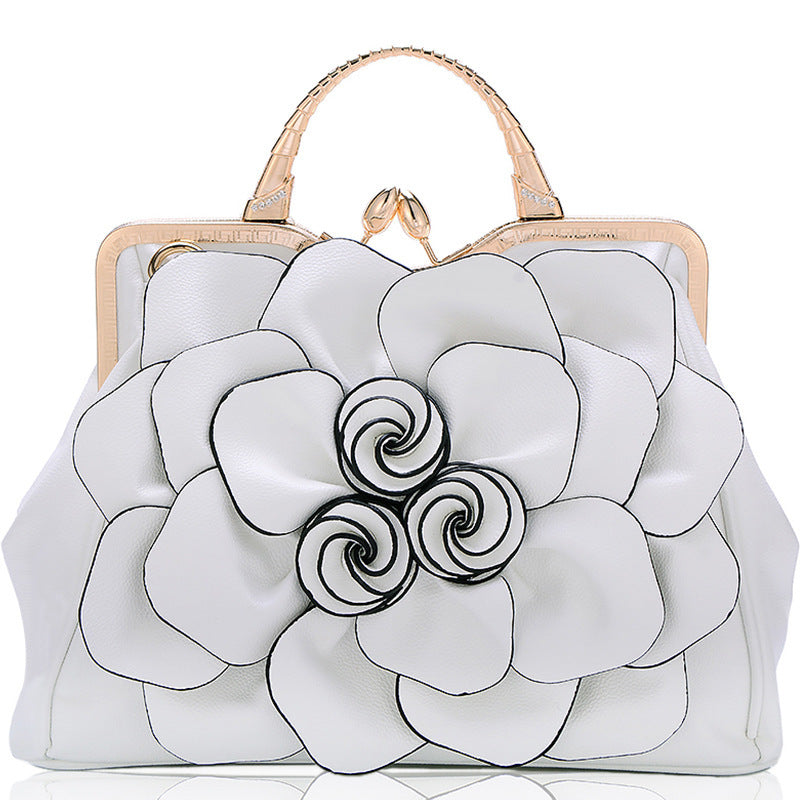 Rose Flower Women Tote Solid Color Shoulder Bag