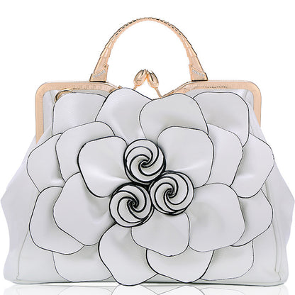 Rose Flower Women Tote Solid Color Shoulder Bag