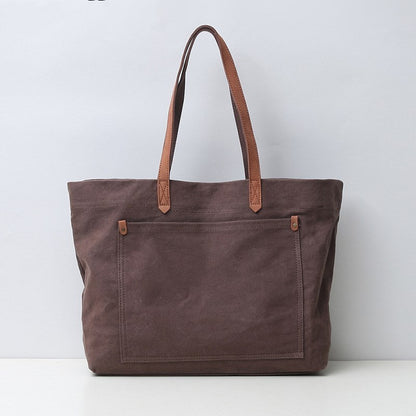 Vintage leather with canvas bag