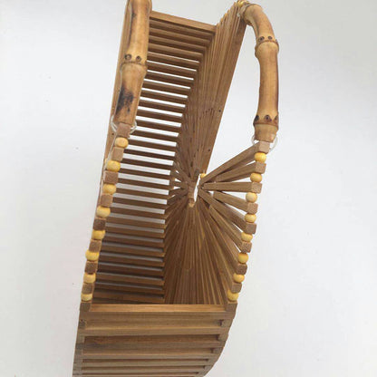 Rattan and bamboo bag women