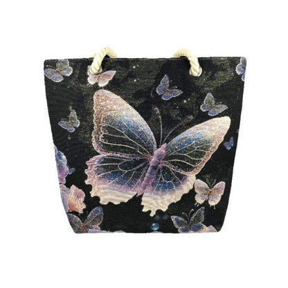 Fantasy Purple Butterfly Double-sided Gold Silk Embroidered Handbag With Zipper