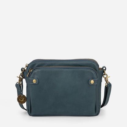 Bolso bandolera de cuero de tres capas estilo retro europeo y americano