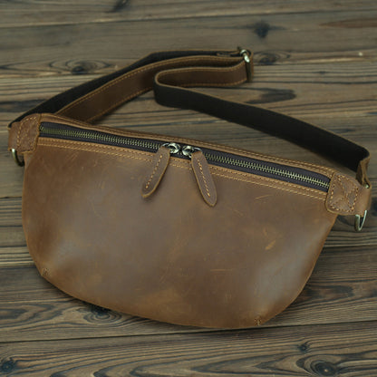 Bolso de pecho de cuero estilo retro de verano con diseño de caballo loco