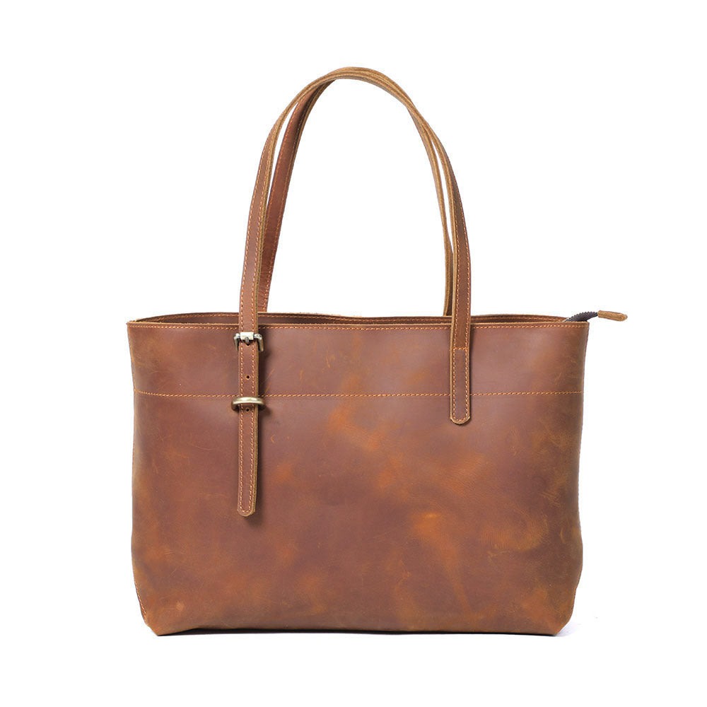 Sac fourre-tout simple en cuir de vachette de première couche Sac à bandoulière rétro pour femme