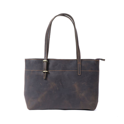 Sac fourre-tout simple en cuir de vachette de première couche Sac à bandoulière rétro pour femme