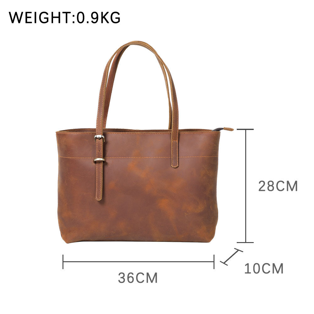 Sac fourre-tout simple en cuir de vachette de première couche Sac à bandoulière rétro pour femme