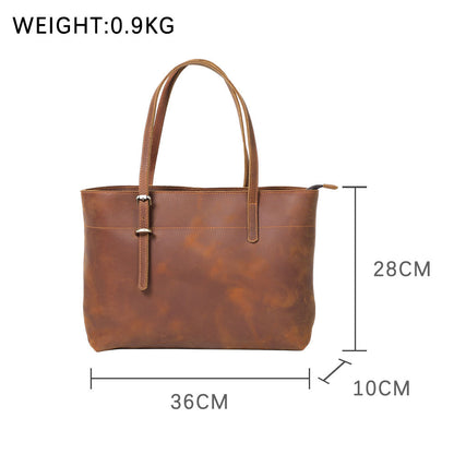 Sac fourre-tout simple en cuir de vachette de première couche Sac à bandoulière rétro pour femme