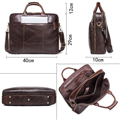 Casual Leather Business Briefcase Large Capacity Men's Shoulder Bag