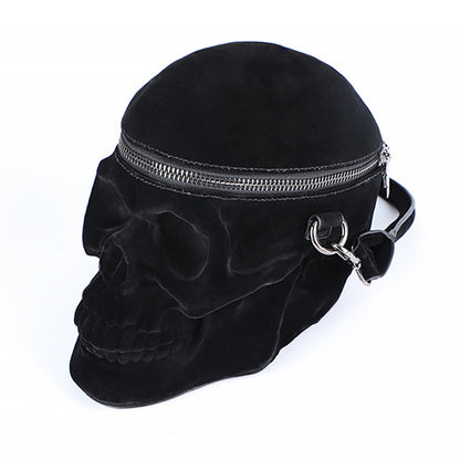 Bolso gótico de terciopelo con diseño de calavera en 3D, con cremallera negra, bolso de hombro portátil, bolso de mano gótico, bolso con calavera, bolso para motocicletas