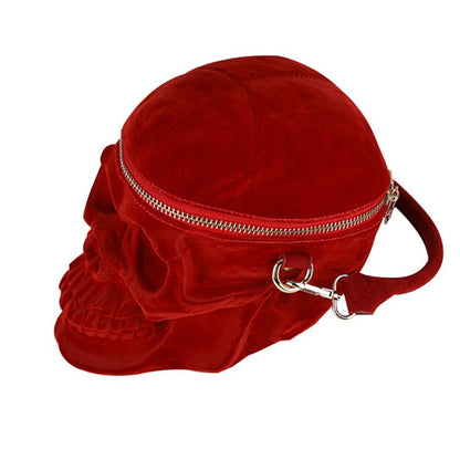 Bolso gótico de terciopelo con diseño de calavera en 3D, con cremallera negra, bolso de hombro portátil, bolso de mano gótico, bolso con calavera, bolso para motocicletas