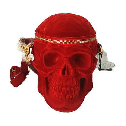 Bolso gótico de terciopelo con diseño de calavera en 3D, con cremallera negra, bolso de hombro portátil, bolso de mano gótico, bolso con calavera, bolso para motocicletas