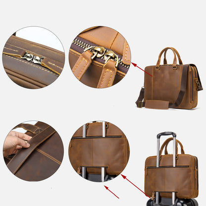 MVA Briefcase, Leather Men's Business Handbag, First Layer Leather Laptop Business Bag, Spot Wholesale