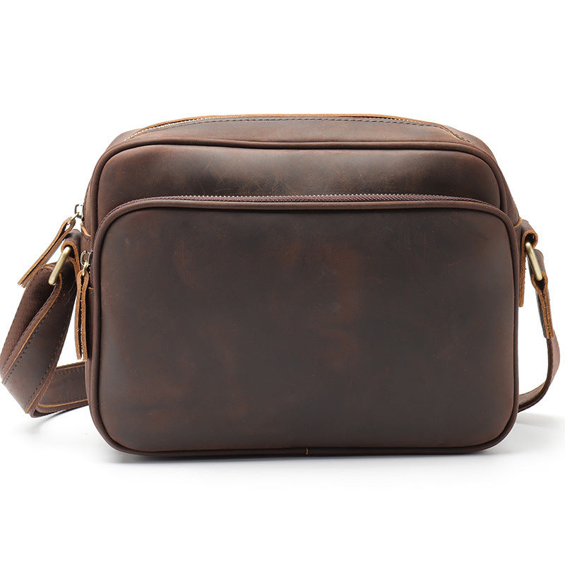 New Mens Single Shoulder Messenger Bag Retro Cowhide Casual Business Document Messenger Bag