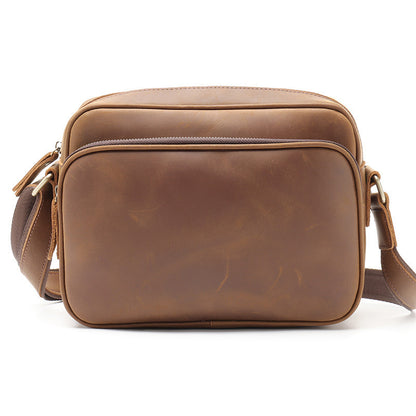 New Mens Single Shoulder Messenger Bag Retro Cowhide Casual Business Document Messenger Bag