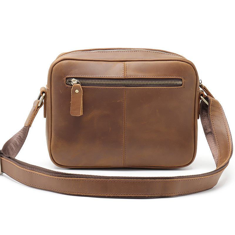 New Mens Single Shoulder Messenger Bag Retro Cowhide Casual Business Document Messenger Bag