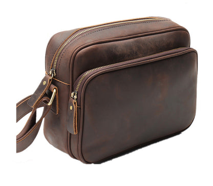 New Mens Single Shoulder Messenger Bag Retro Cowhide Casual Business Document Messenger Bag