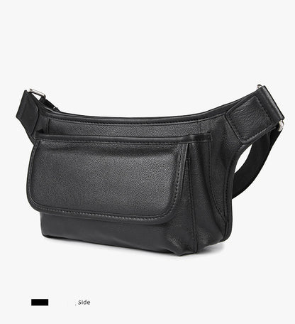 Nouveau sac banane pour homme compact et pratique avec couche supérieure en cuir de vachette