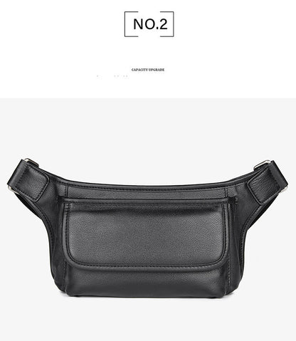 Nouveau sac banane pour homme compact et pratique avec couche supérieure en cuir de vachette