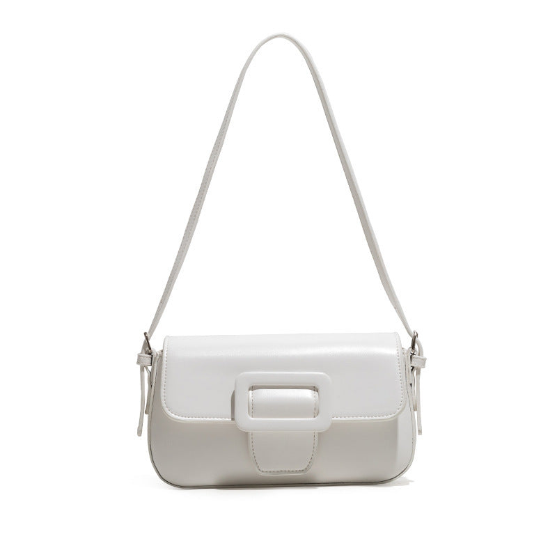 Sac Polly pour femme, couleur unie, sac à bandoulière rétro simple, baguette