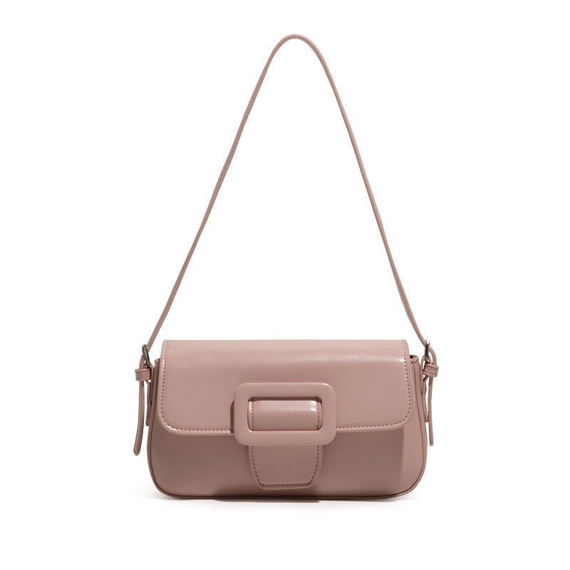 Sac Polly pour femme, couleur unie, sac à bandoulière rétro simple, baguette