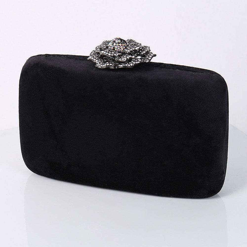 Nouveau sac de soirée avec décoration en diamant, pochette en flanelle PU, sacoche à chaîne, sac pour robe de banquet, sac cadeau de soirée, sac de soirée