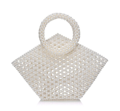 Pearl Bag Women Crossbody Woven Bag Handmade Bag All-Match Handbag