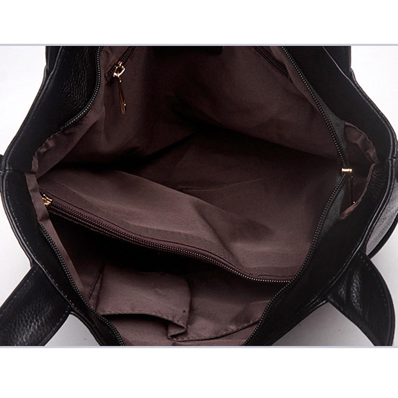 Sac en cuir pour femme d'âge moyen de grande capacité, sac à bandoulière en cuir souple, grand sac pour femme, sac messager de style occidental