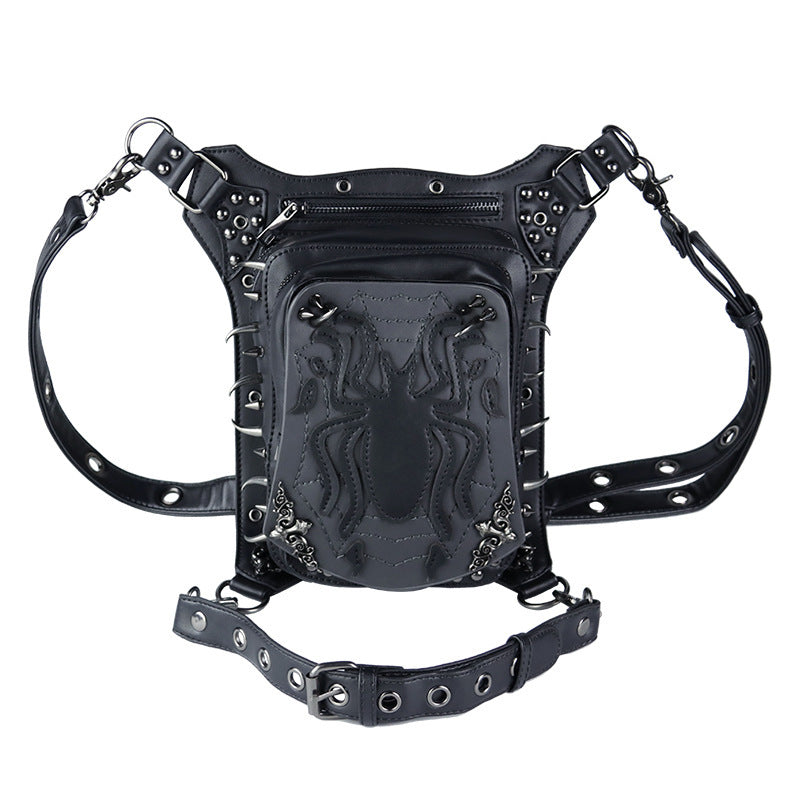 Sac banane multifonctionnel pour homme avec rivets araignée punk