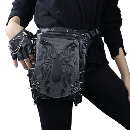 Sac banane multifonctionnel pour homme avec rivets araignée punk