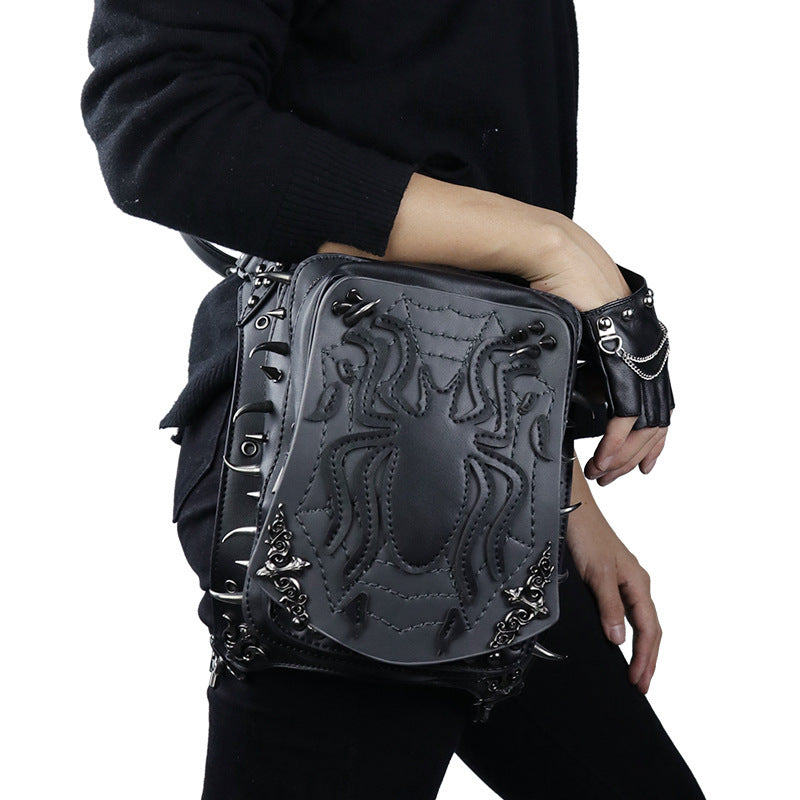 Sac banane multifonctionnel pour homme avec rivets araignée punk