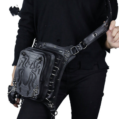 Sac banane multifonctionnel pour homme avec rivets araignée punk