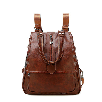 Multifunctional Backpack Textured Leather Cowhide Handbag New Fashion Cover Bag Women