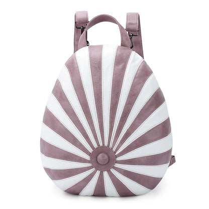 Mochila de rayas de colores con sombrero para mujer, bolso de hombro espacioso de cuero suave