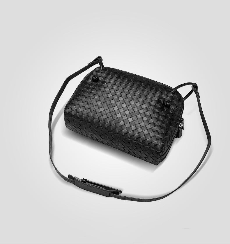 Bolso bandolera para mujer, bolso tejido de piel de oveja auténtica, bolso de moda, bolso con doble tirador