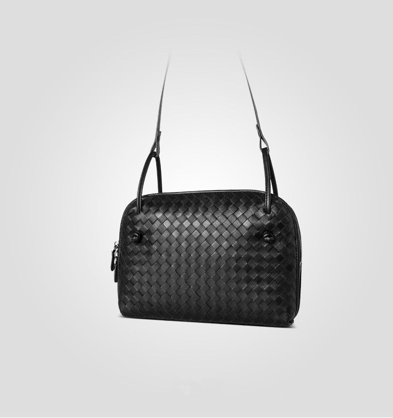 Bolso bandolera para mujer, bolso tejido de piel de oveja auténtica, bolso de moda, bolso con doble tirador