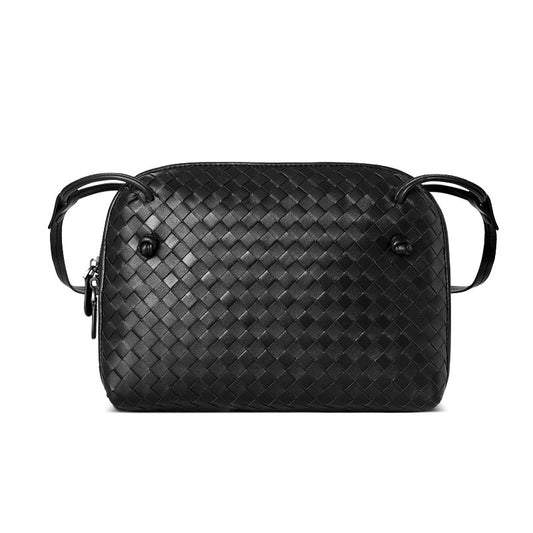 Bolso bandolera para mujer, bolso tejido de piel de oveja auténtica, bolso de moda, bolso con doble tirador