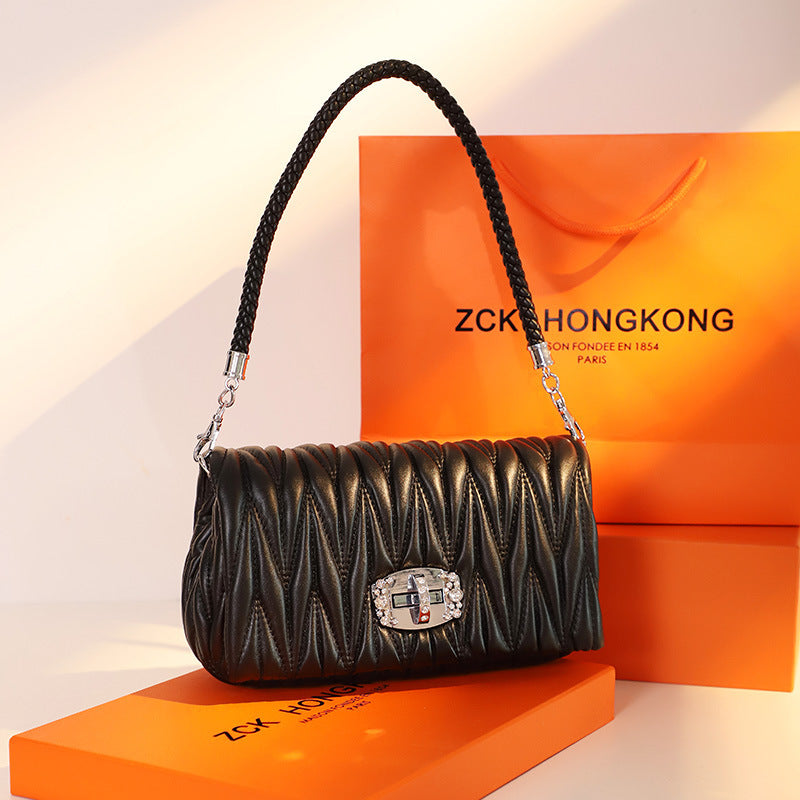 Sac à aisselle en cuir véritable de Hong Kong, célèbre marque, nouveau petit sac tendance à chaîne, sac messager de luxe à une épaule