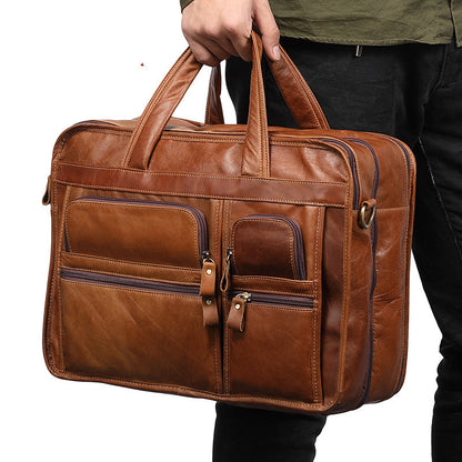 Casual Retro Leather Men's Briefcase Handbag