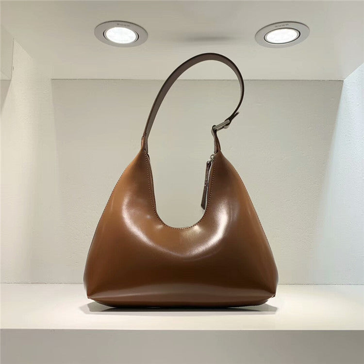 Bolso retro de piel de vaca en forma de U, bolso de hombro sencillo a la moda, bolso de hombro debajo del brazo