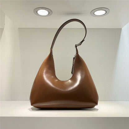 Bolso retro de piel de vaca en forma de U, bolso de hombro sencillo a la moda, bolso de hombro debajo del brazo