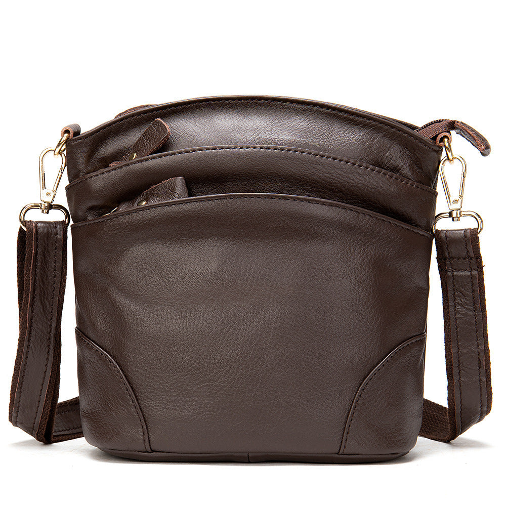 Top Layer Leather Crossbody One-shoulder Bucket Bag