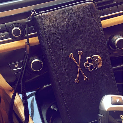 Cartera blanda con calaveras para mujer