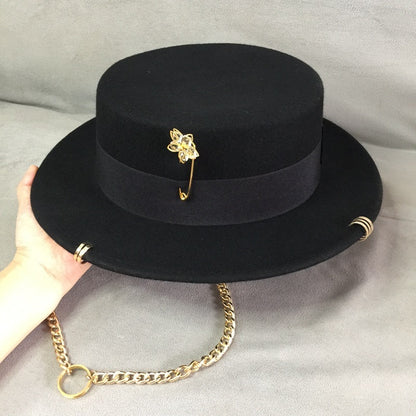 Sombrero de copa retro negro para mujer