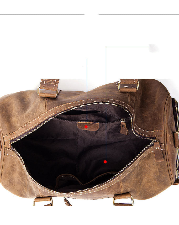 Bolso de viaje vintage de piel Crazy Horse para hombre