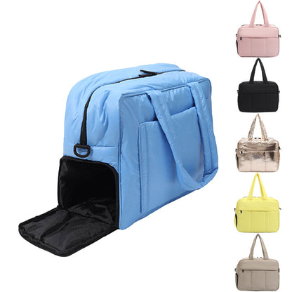 Bolsos de mano de plumón, bolsa de viaje de invierno, bolsa de lona con compartimento para zapatos, portátil, para deportes, yoga, gimnasio, fitness, bolsos de hombro para fin de semana, bolso de mano para pasar la noche para mujer