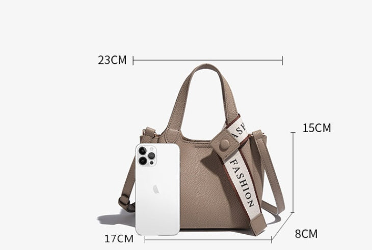 Cross-border Genuine Leather Hand Holding Bucket Bag High-grade Simple Shoulder Messenger Bag