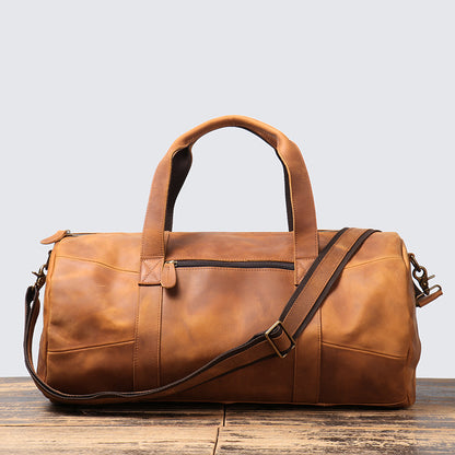 Bolso de viaje portátil de cuero genuino para hombre