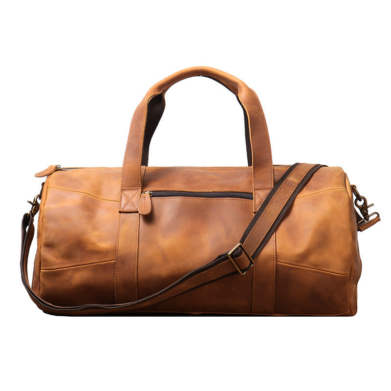 Bolso de viaje portátil de cuero genuino para hombre